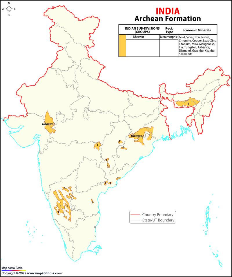 Map of Dharwar Rock Formation