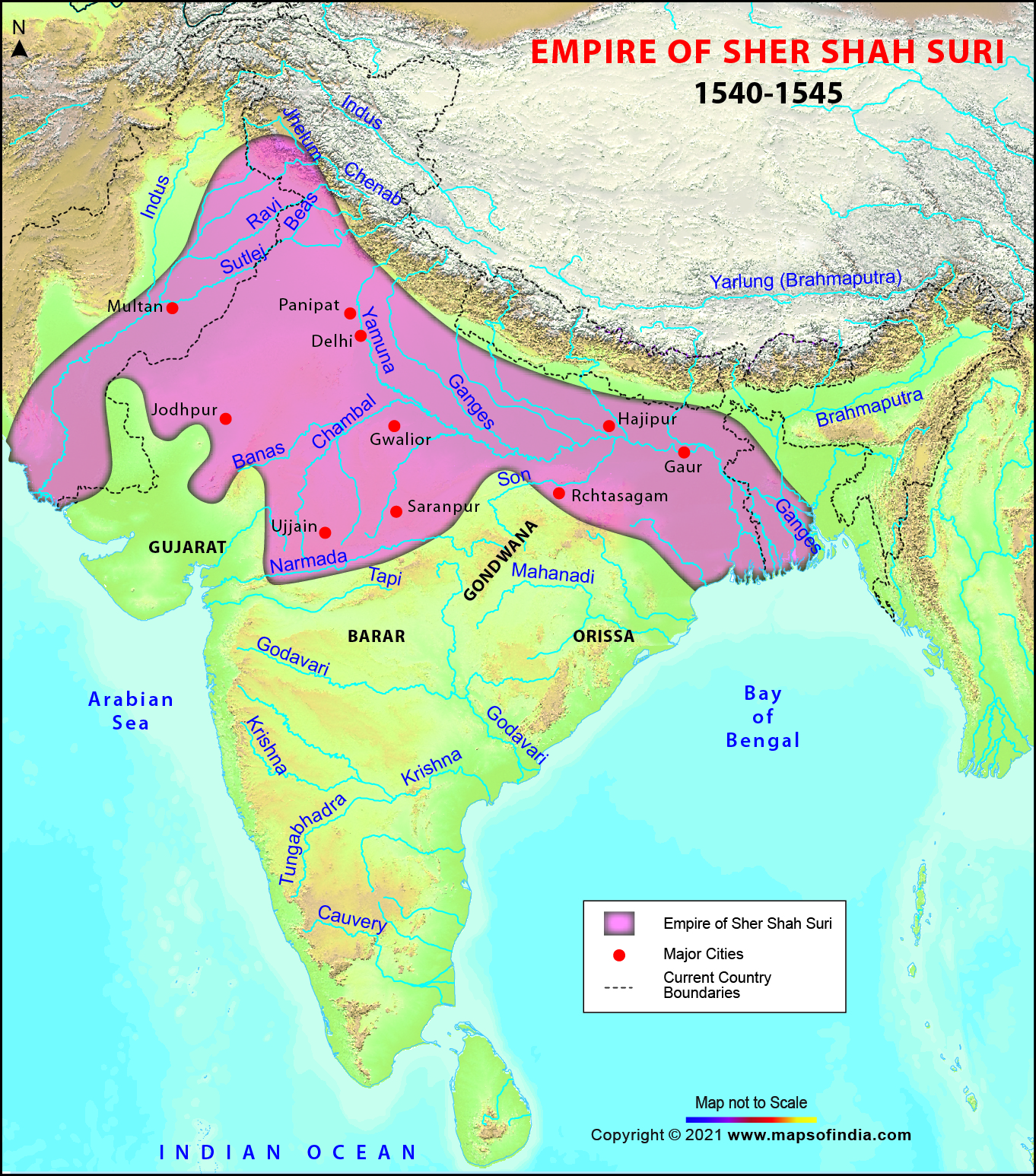 Map of Sher Shah Suri Empire