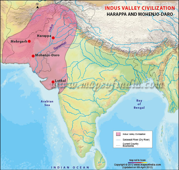 Indus Valley Civilization Map Harappa And Mohenjo Daro 