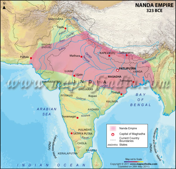Map of Nanda Empire 323 BCE