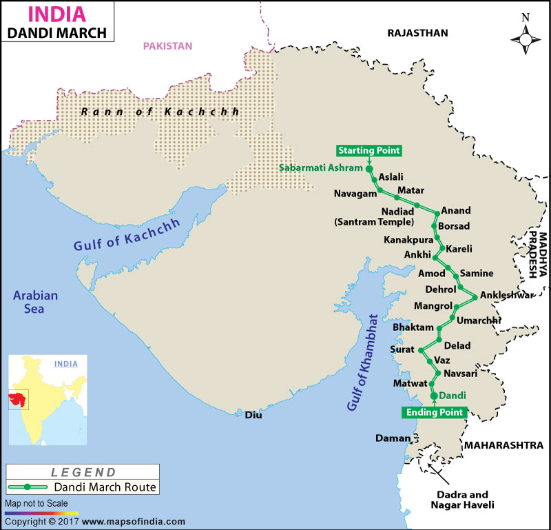 Route Map of Dandi March