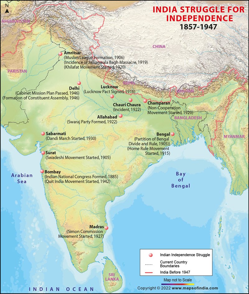 India Struggle for Independence Map