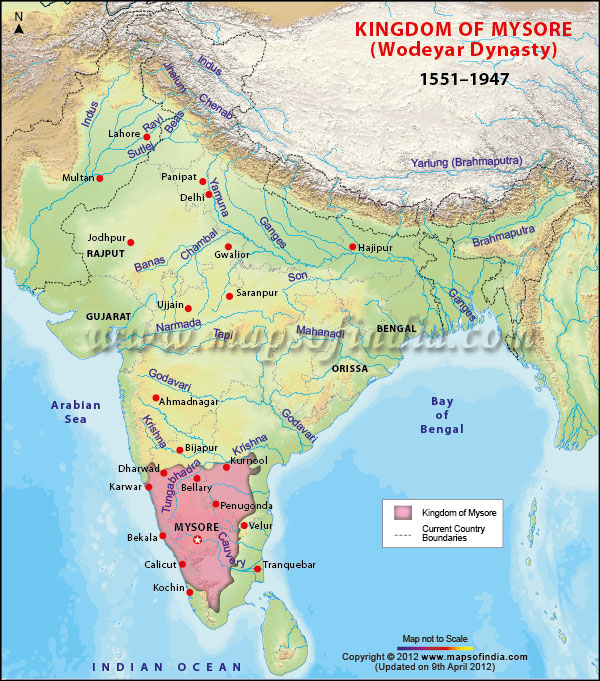 Map of Wodeyar Dynasty