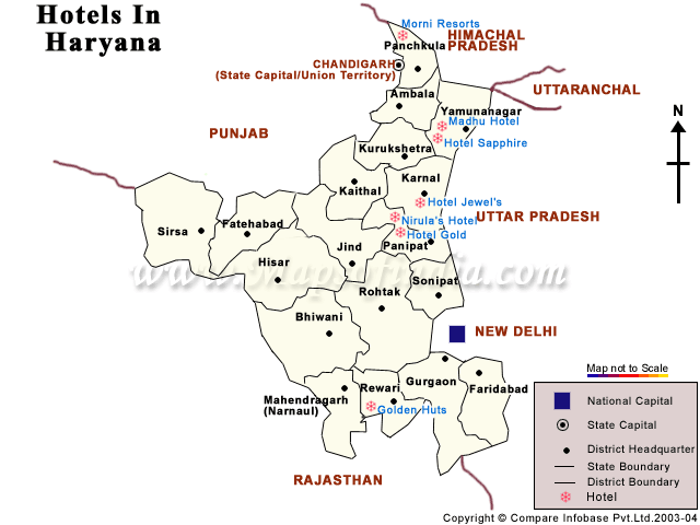 Haryana Hotels Map