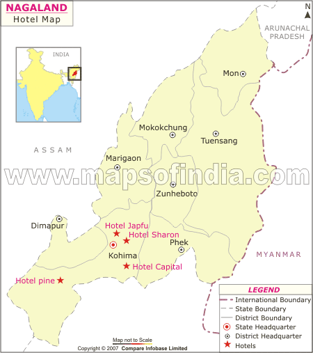 Nagaland Hotels Map