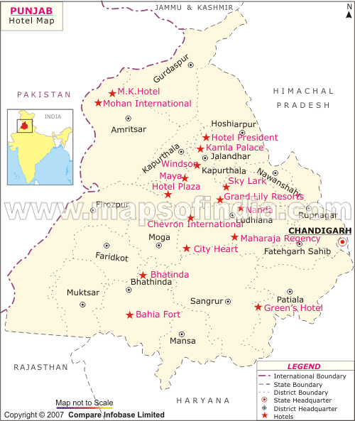 Punjab Hotels Map