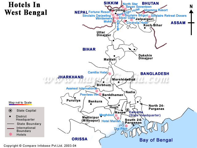 West Bengal Hotels Map