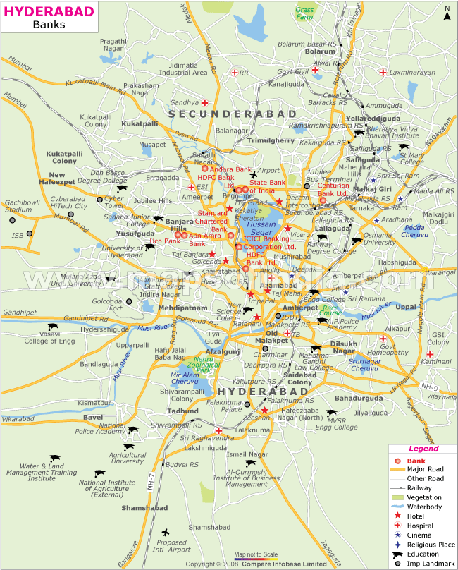 Map of Banks in Hyderabad