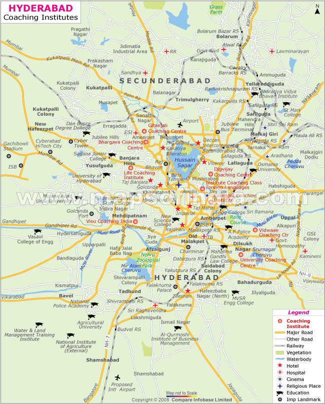 Map of Coaching centers in Hyderabad