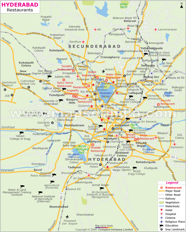 Map of Restaurants in Hyderabad