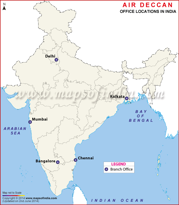 Go Air Locations in India Map