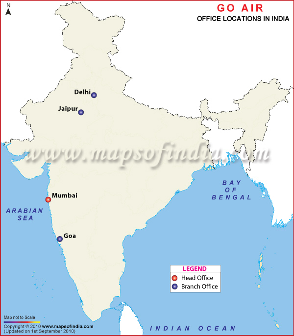 Go Air Locations in India Map