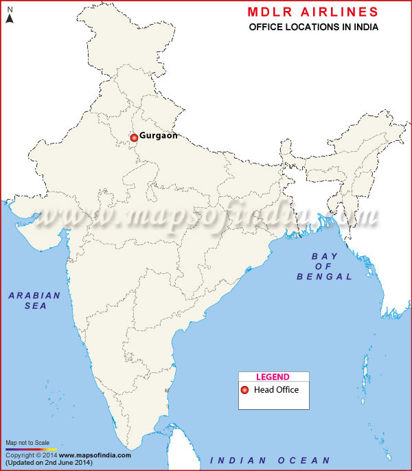 MDLR Airlines Locations in India Map