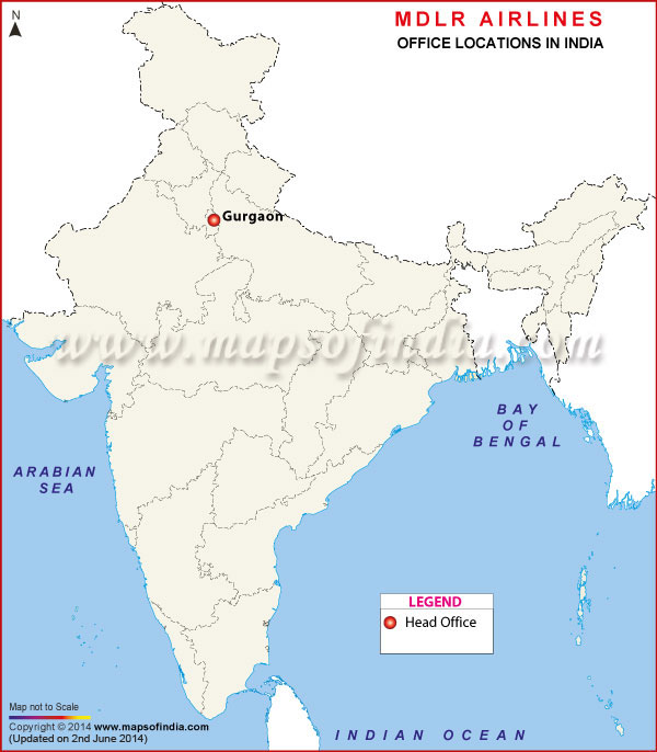 MDLR Airlines Locations in India Map MDLR Airlines Locations in India Map