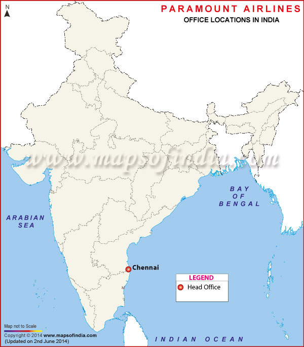 Paramount Airlines Locations in India Map
