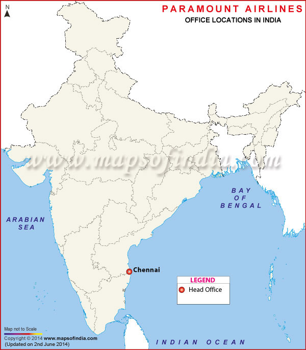 Paramount Airlines Locations in India Map Paramount Airlines Locations in India Map