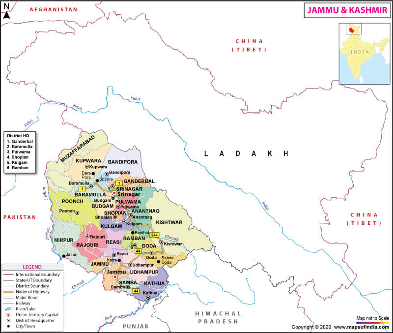 kashmir tourist map distance