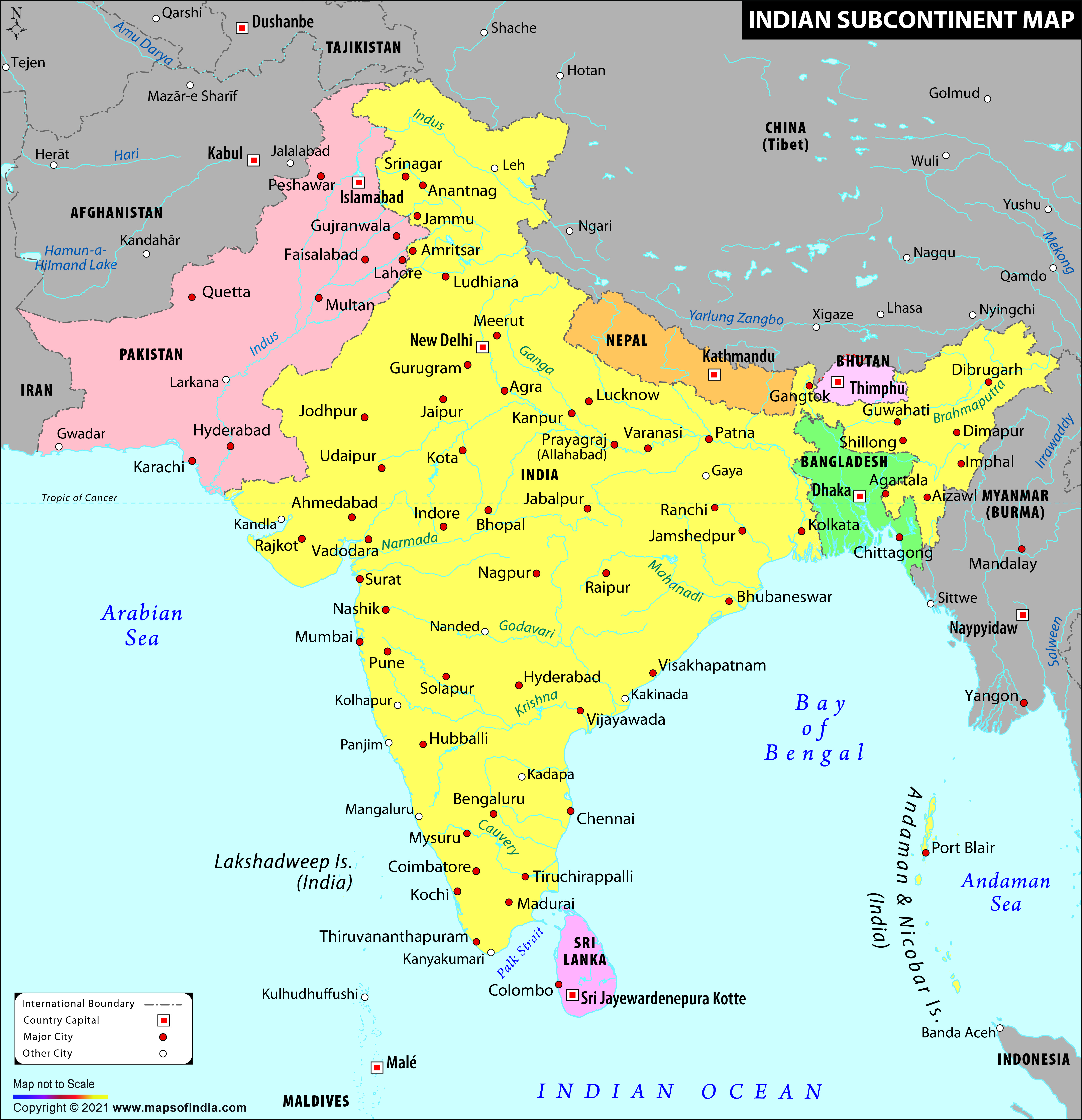 map of indian subcontinent with states Indian Subcontinent Map map of indian subcontinent with states