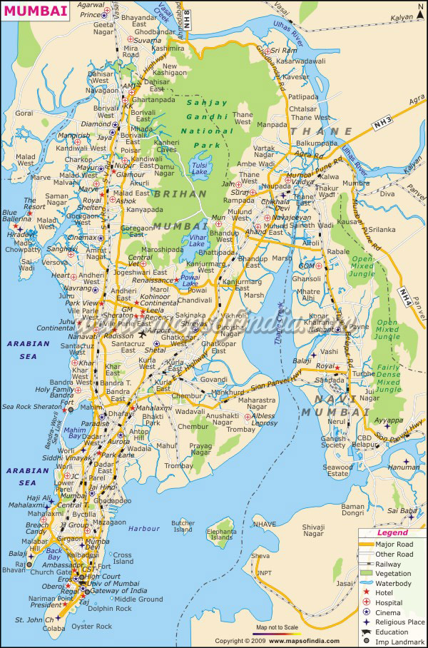 mumbai tourist places on map