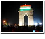 India Gate Lit Up in the Colors of India Flag