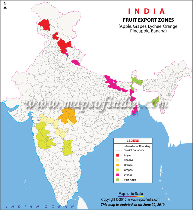 Fruit Export Zones - Apple, Orange, Banana, Lychee and Grapes