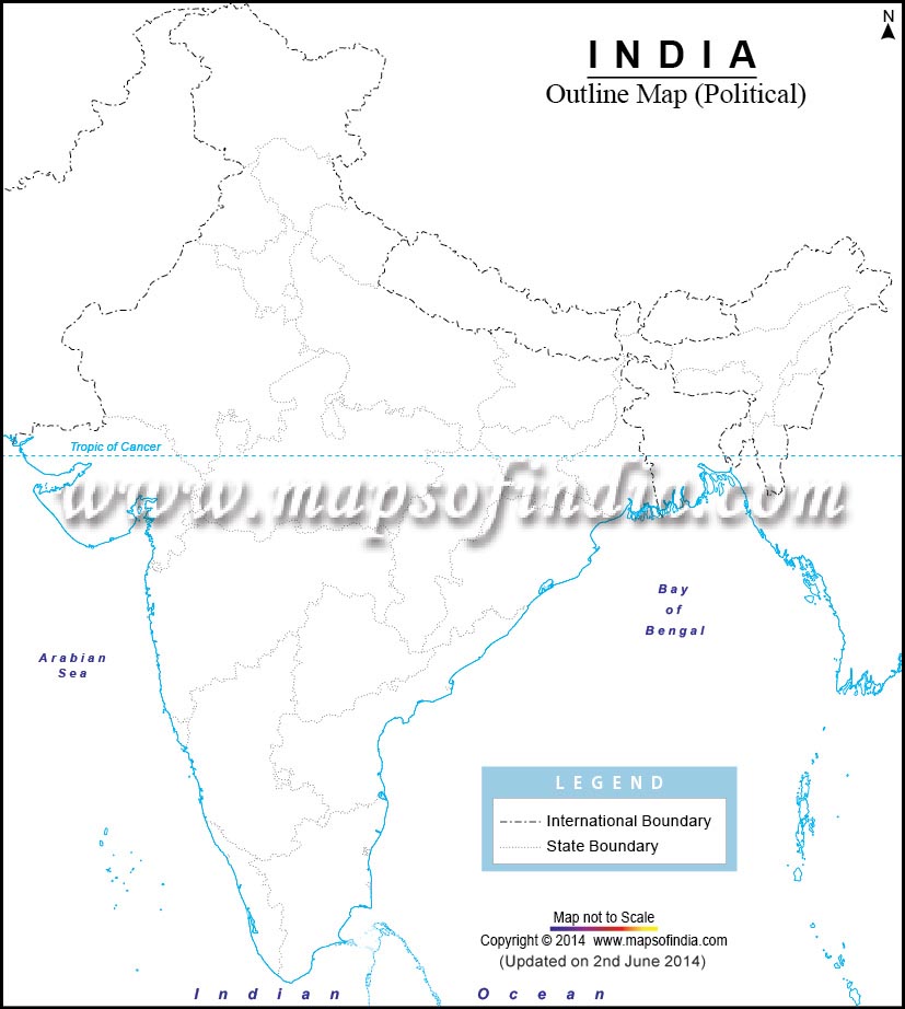 India Political Map in A4 size