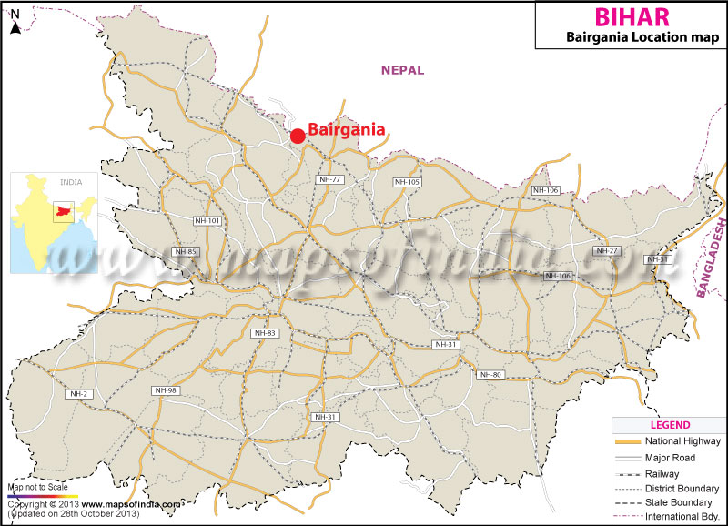 Bairgania Location Map