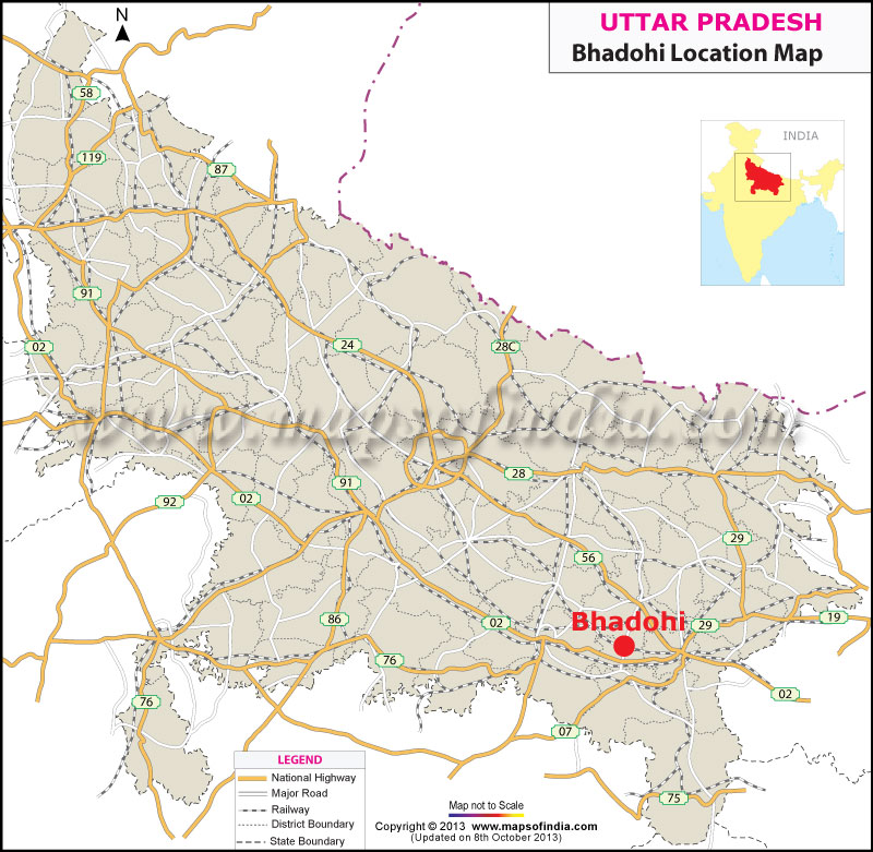 Bhadohi In Up Map Where Is Bhadohi Located In India | Bhadohi Location Map,Uttar Pradesh