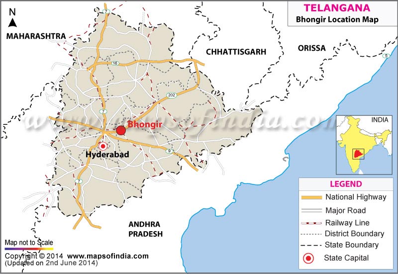 Bhongir Location Map