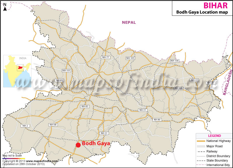 Bodh Gaya Location Map, Where is Bodh Gaya