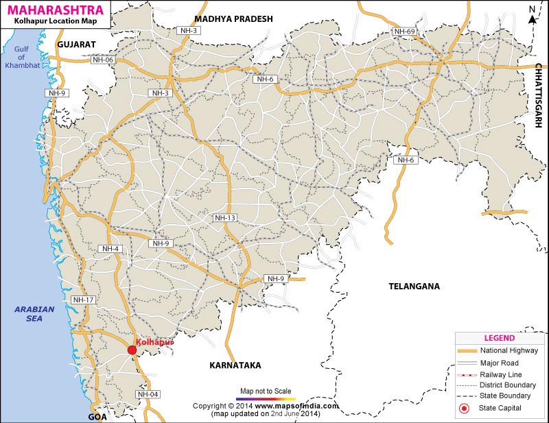 kolhapur map with tourist places