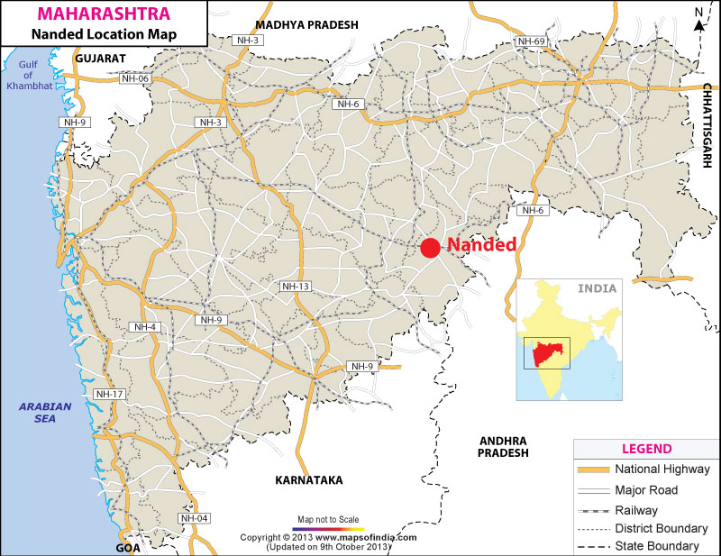 Nanded-waghala Location Map