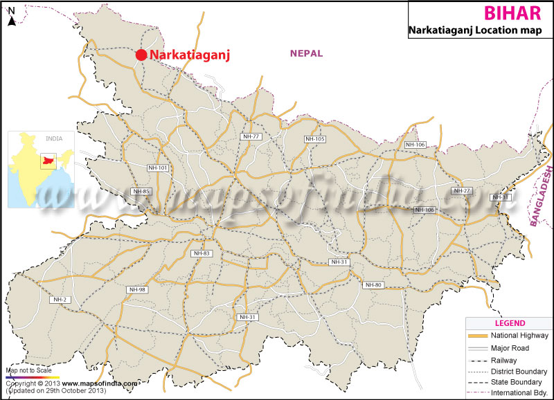 Narkatiaganj Location Map