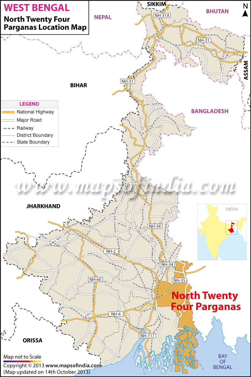 North Twentyfour Parganas Location Map