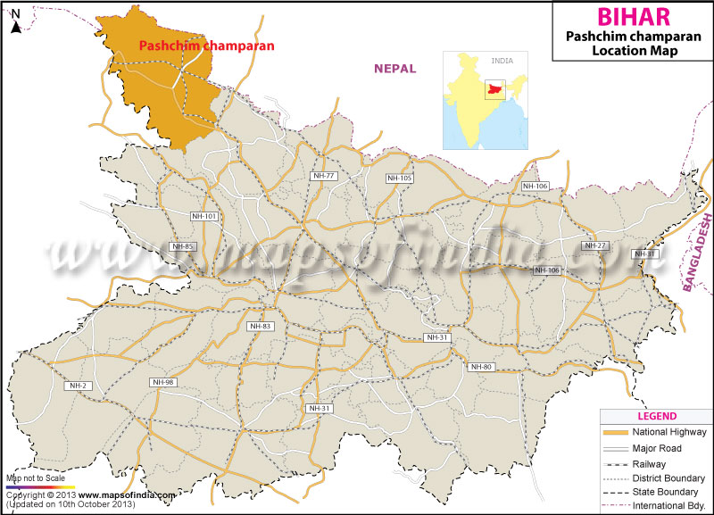 Pashchim Champaran Location Map