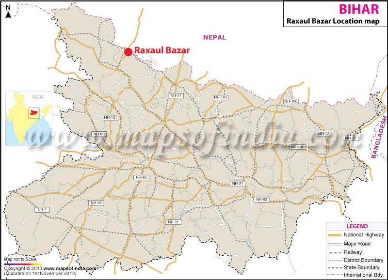 Raxaul Bazar Location Map