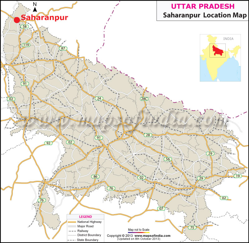 Saharanpur Location Map