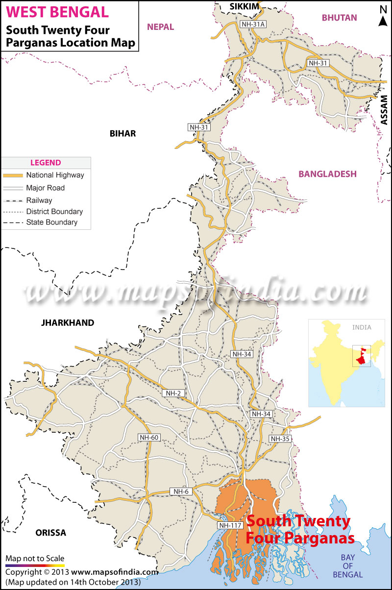 South Twentyfour Parganas Location Map