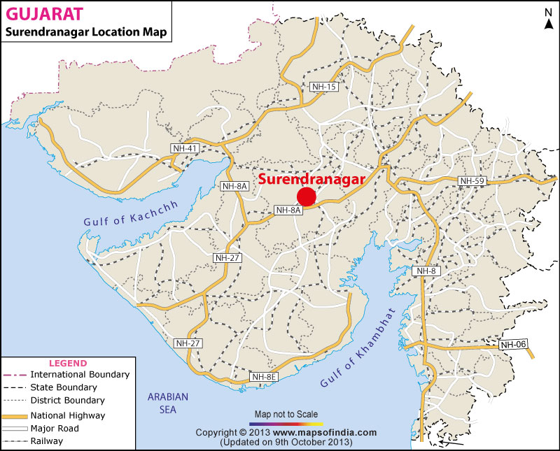 Surendranagar Dudhrej Location Map