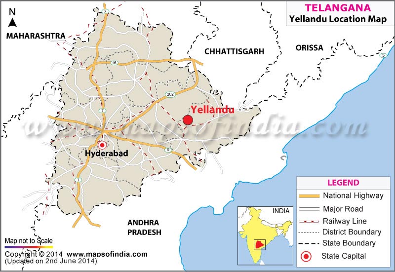 Yellandu Location Map