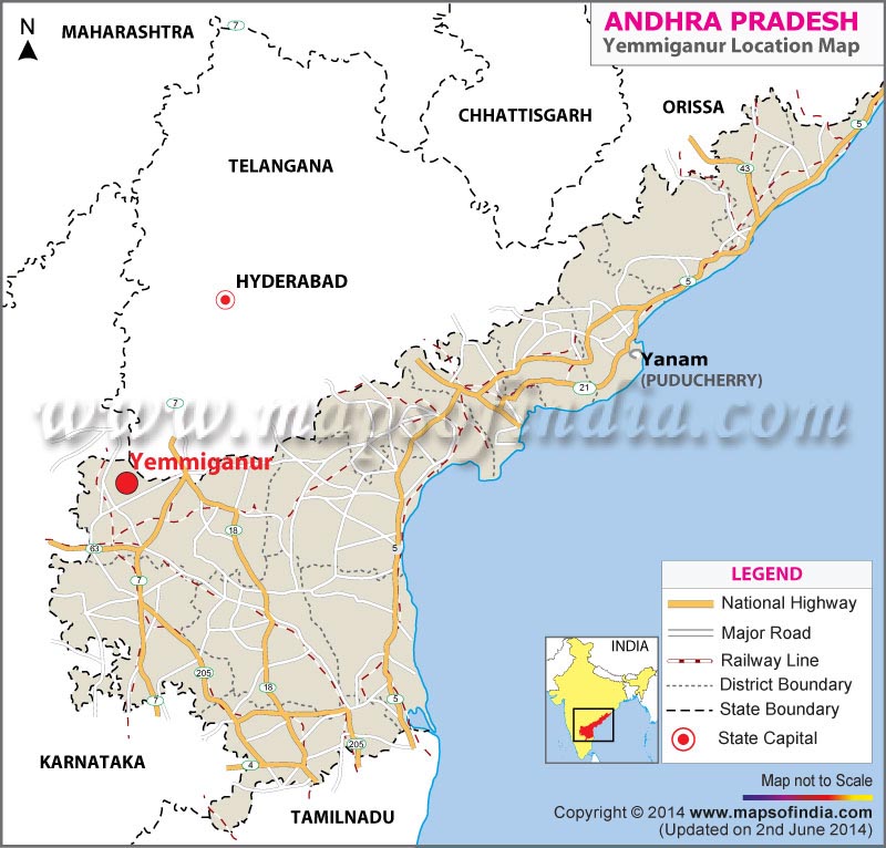 Yemmiganur Location Map