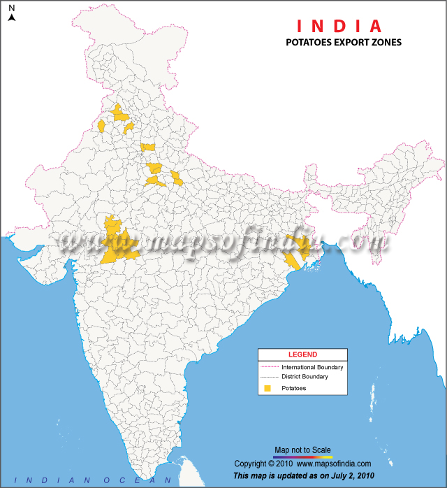 Potato Export Zones in India
