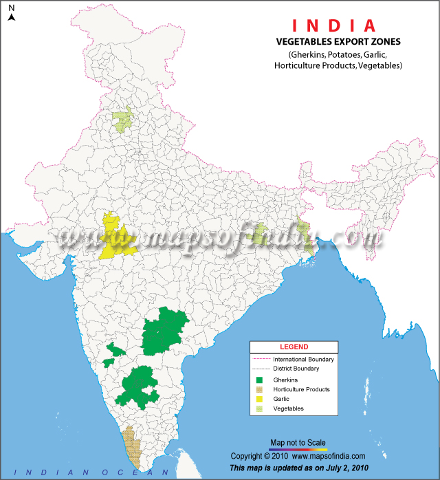 Vegitable Export Zones in India
