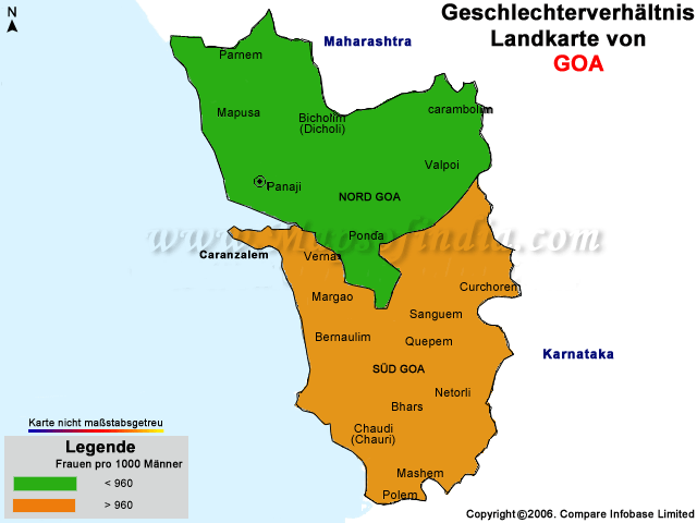 Geschlechterverhältnis Landkarte von Goa