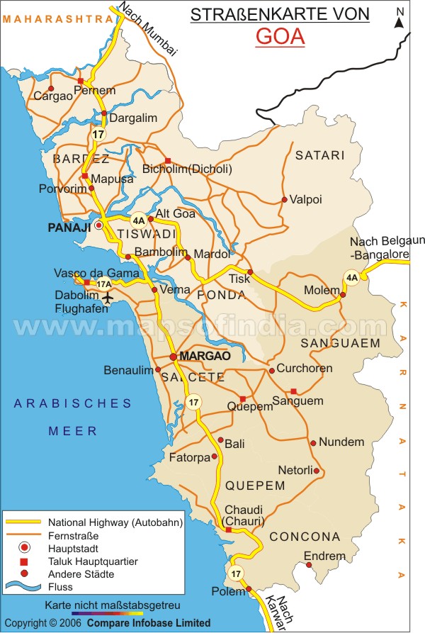 Straßenkarte von Goa