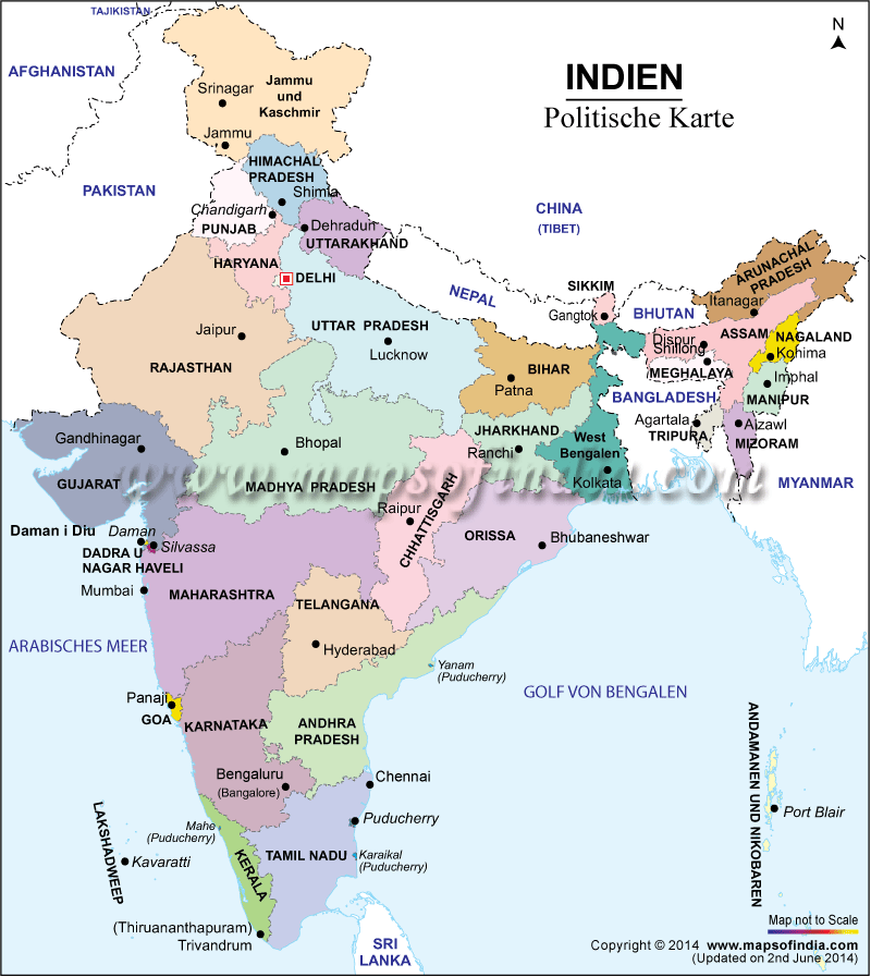 Politische Karte Indiens Map