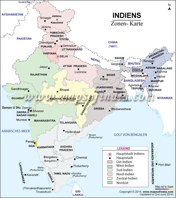 Zonen Karte Indiens