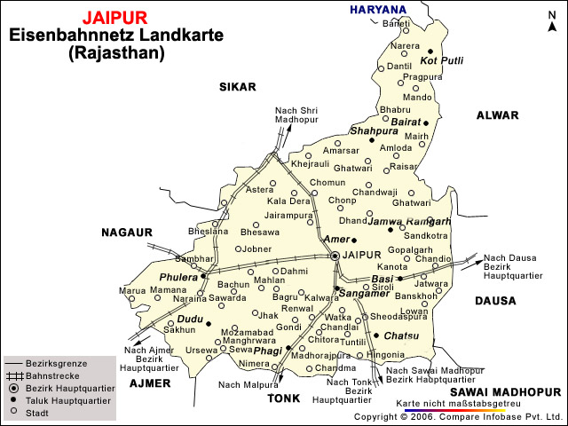 Eisenbahnnetz Landkarte von Jaipur
