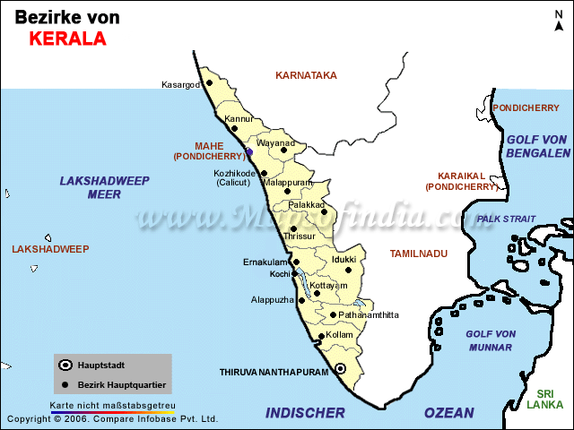Bezirkskarte von Kerala