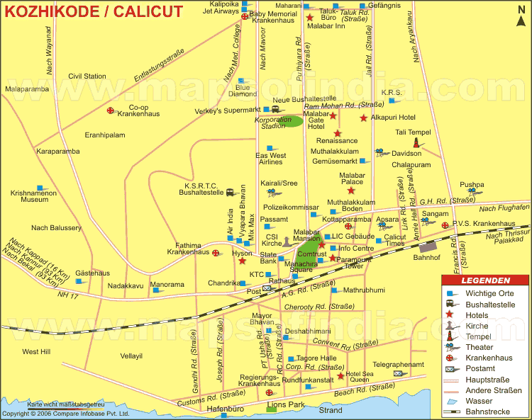 Kozhikode Stadtplan